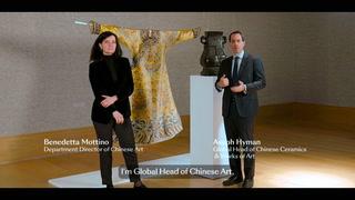 Thumbnail of AN EXTREMELY RARE IMPERIAL YELLOW-GROUND EMBROIDERED SILK 'DRAGON' ROBE, JIFU Yongzheng video 1